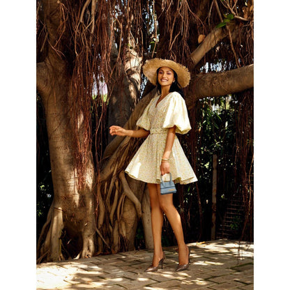 MEDHA BATRA Multi-Color Pleated Puff Sleeve Dress (Set of 2)