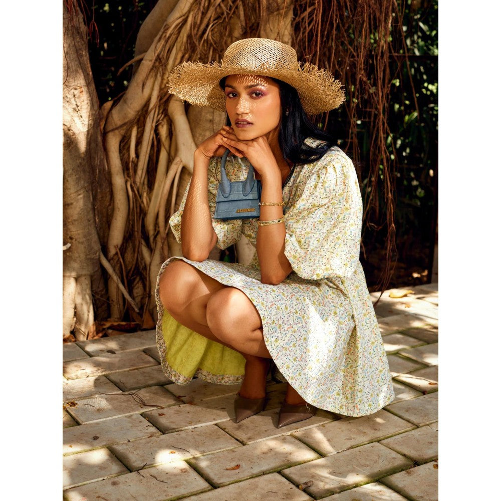 MEDHA BATRA Multi-Color Pleated Puff Sleeve Dress (Set of 2)