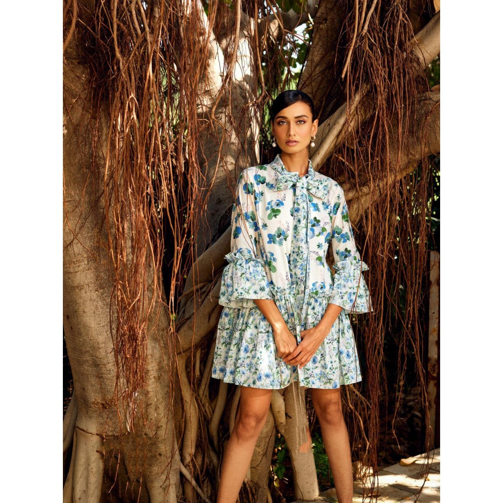 MEDHA BATRA Short Duel Print Tie-Up Dress