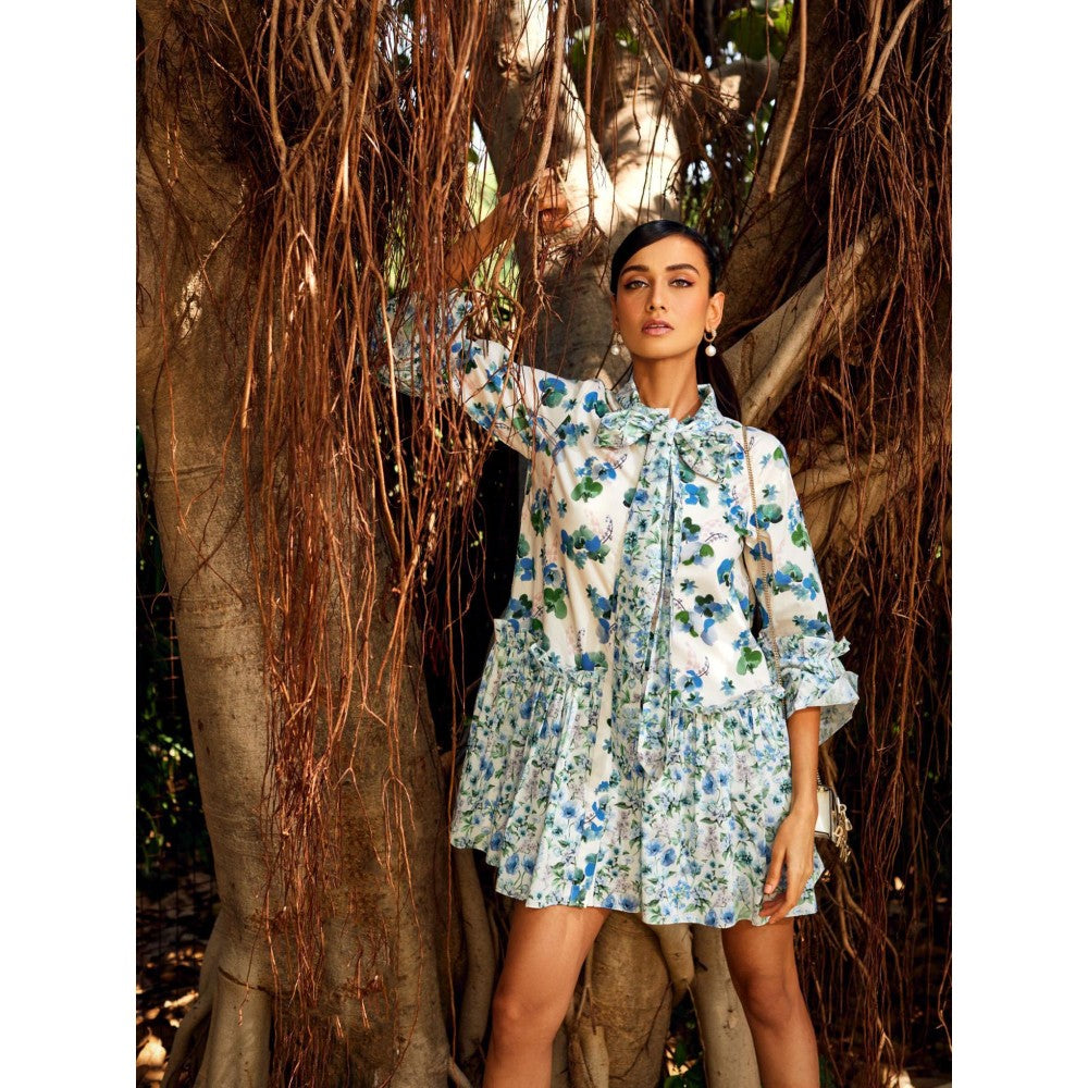 MEDHA BATRA Short Duel Print Tie-Up Dress