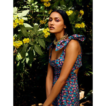 MEDHA BATRA Printed Back Cut-Out Dress