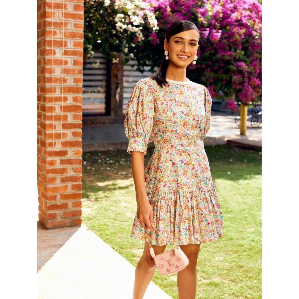 MEDHA BATRA Multi-Coloe Back Bow Short Dress