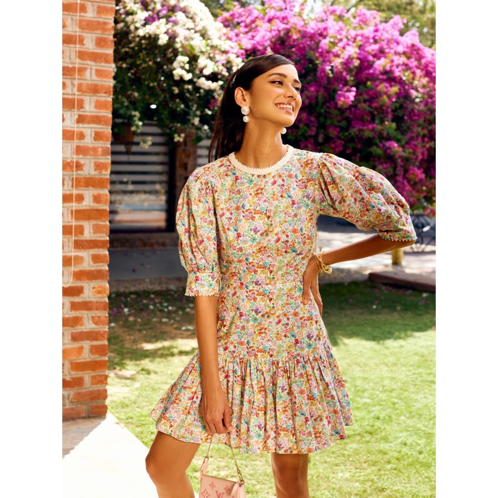 MEDHA BATRA Multi-Coloe Back Bow Short Dress