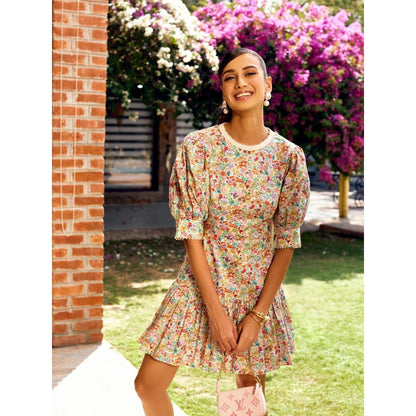 MEDHA BATRA Multi-Coloe Back Bow Short Dress