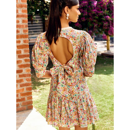 MEDHA BATRA Multi-Coloe Back Bow Short Dress