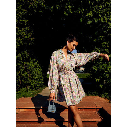 MEDHA BATRA Multi-Color Printed Full Sleeves Dress (Set of 2)