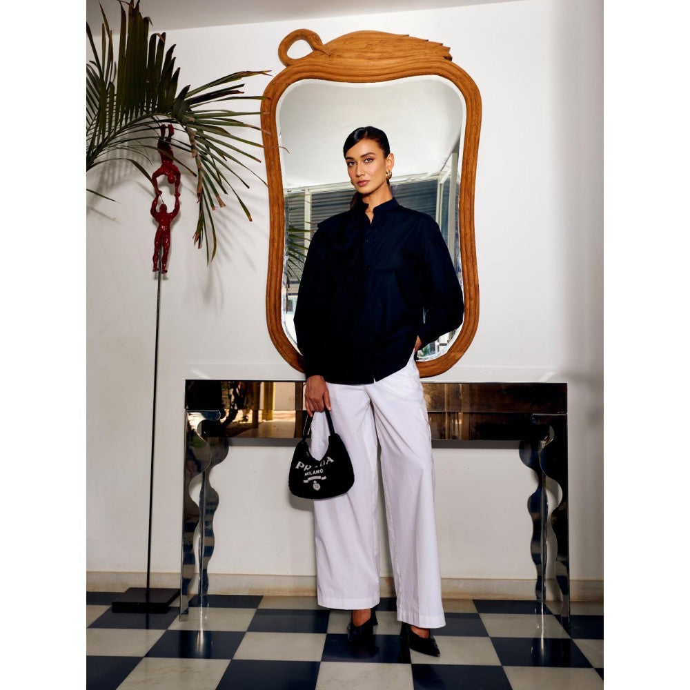 MEDHA BATRA Navy Side Frill Shirt And Cargo Pants (Set of 2)