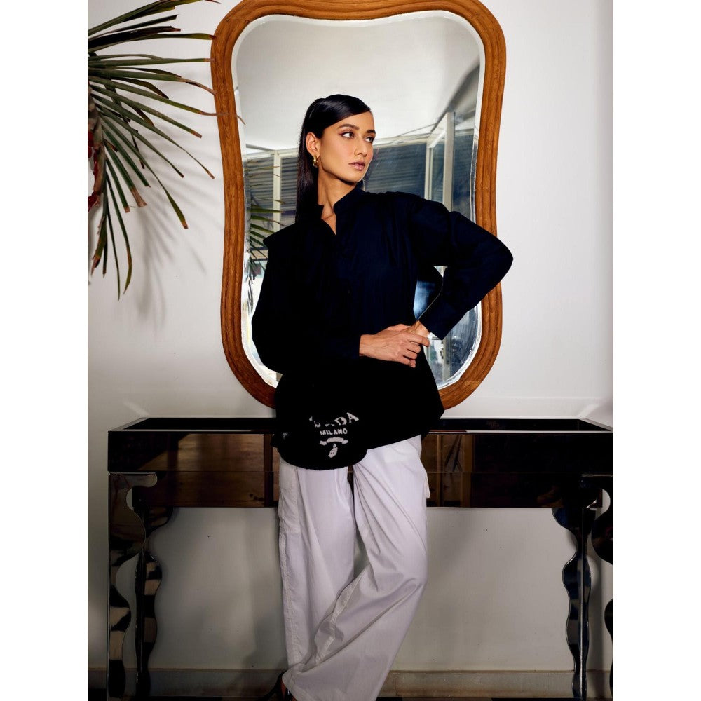 MEDHA BATRA Navy Side Frill Shirt And Cargo Pants (Set of 2)