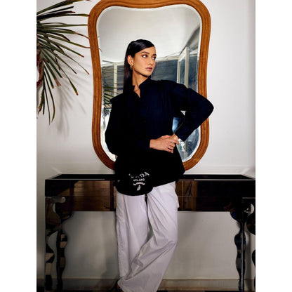MEDHA BATRA Navy Side Frill Shirt And Cargo Pants (Set of 2)