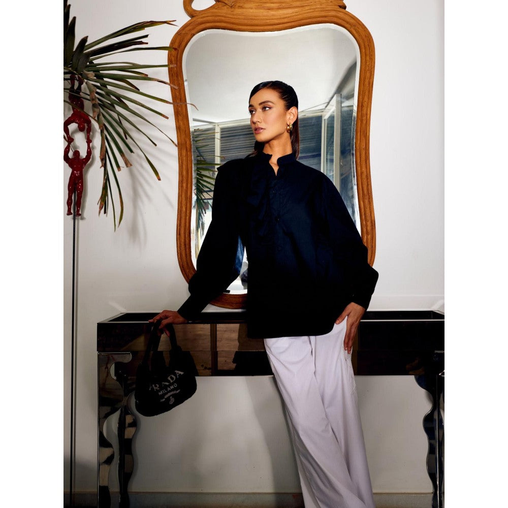 MEDHA BATRA Navy Side Frill Shirt And Cargo Pants (Set of 2)