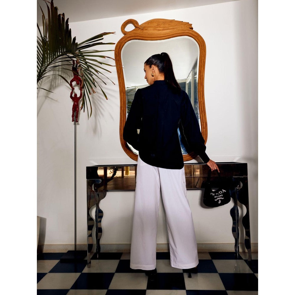 MEDHA BATRA Navy Side Frill Shirt And Cargo Pants (Set of 2)