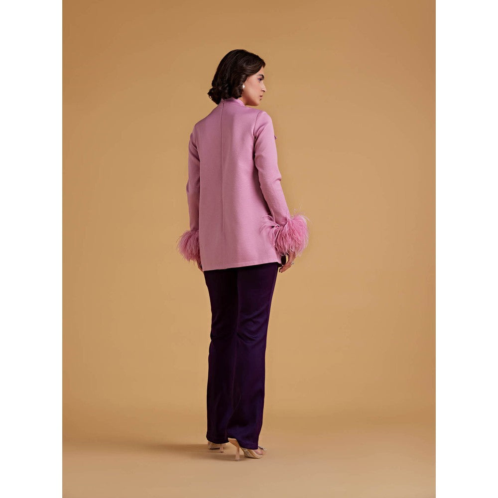 Medha Batra Standard Tie Collar Shirt Full Sleeves With Boot Cut Straight Fit Pants (Set of 2)