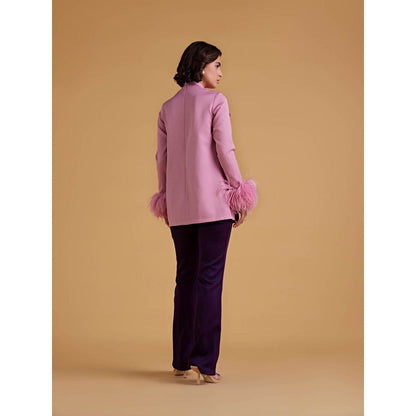 Medha Batra Standard Tie Collar Shirt Full Sleeves With Boot Cut Straight Fit Pants (Set of 2)