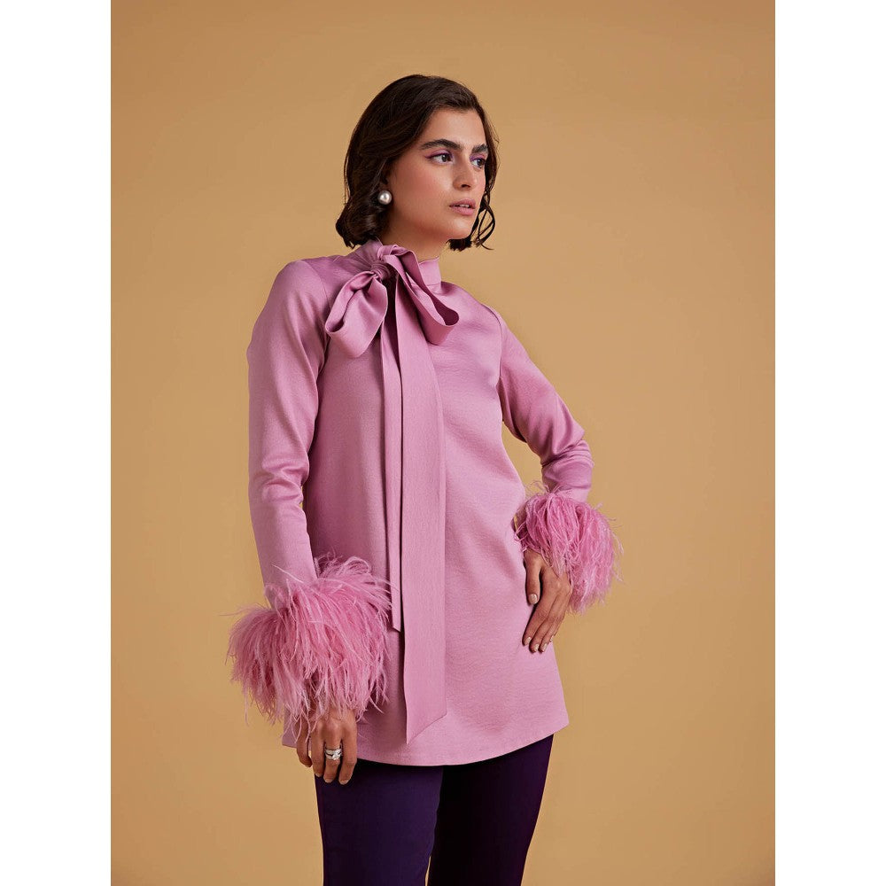 Medha Batra Standard Tie Collar Shirt Full Sleeves With Boot Cut Straight Fit Pants (Set of 2)