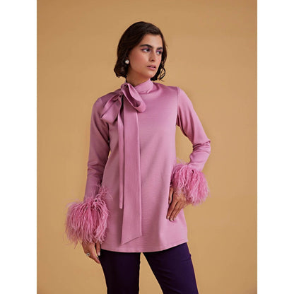 Medha Batra Standard Tie Collar Shirt Full Sleeves With Boot Cut Straight Fit Pants (Set of 2)