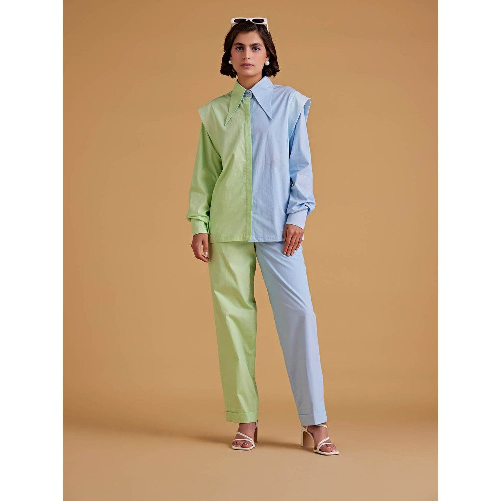 Medha Batra Standard Collar Shirt With Straight Fit Pants (Set of 2)