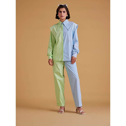 Medha Batra Standard Collar Shirt With Straight Fit Pants (Set of 2)