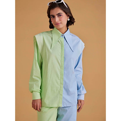 Medha Batra Standard Collar Shirt With Straight Fit Pants (Set of 2)