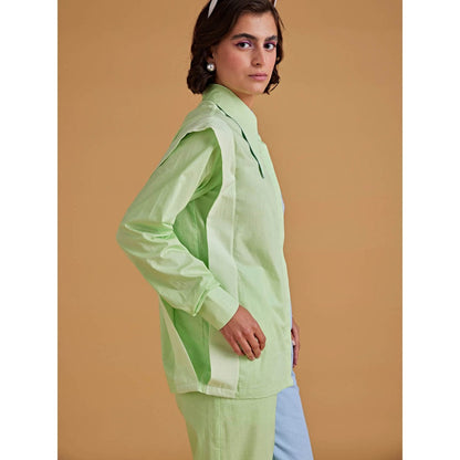 Medha Batra Standard Collar Shirt With Straight Fit Pants (Set of 2)