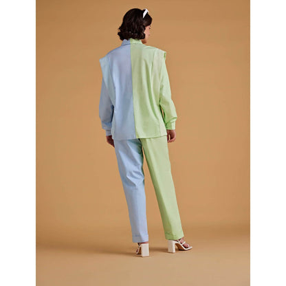 Medha Batra Standard Collar Shirt With Straight Fit Pants (Set of 2)