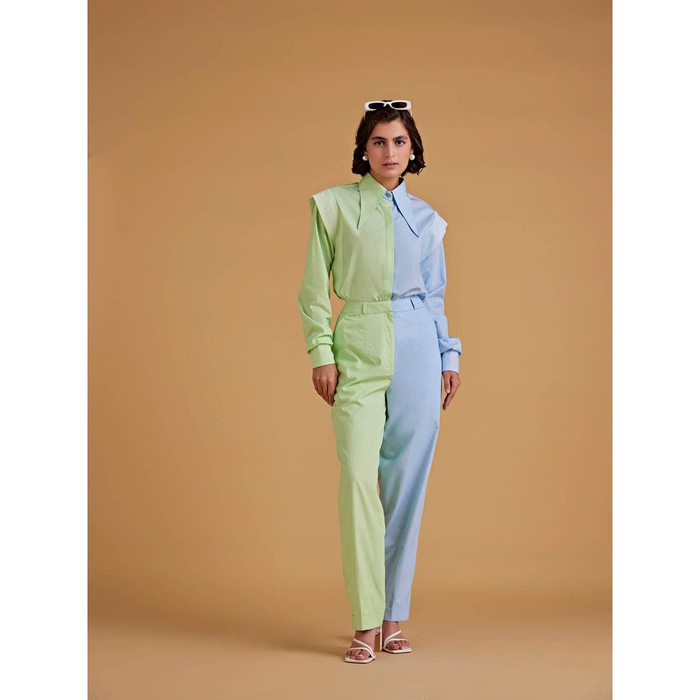 Medha Batra Standard Collar Shirt With Straight Fit Pants (Set of 2)
