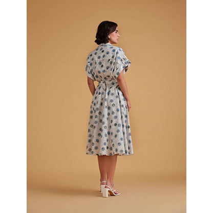 Medha Batra Drop Sleeves Shirt Dress With Belt (Set of 2)