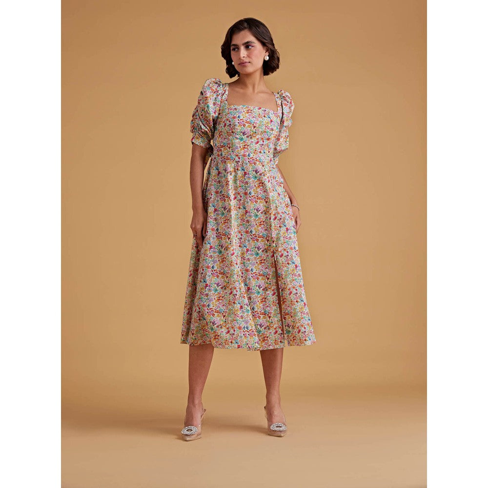 Medha Batra Low Neckline Midis With Gathered Mid Sleeves