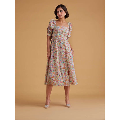 Medha Batra Low Neckline Midis With Gathered Mid Sleeves