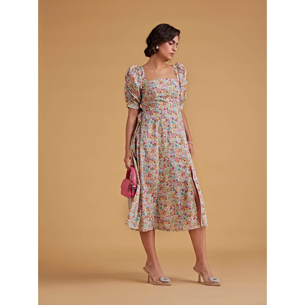 Medha Batra Low Neckline Midis With Gathered Mid Sleeves