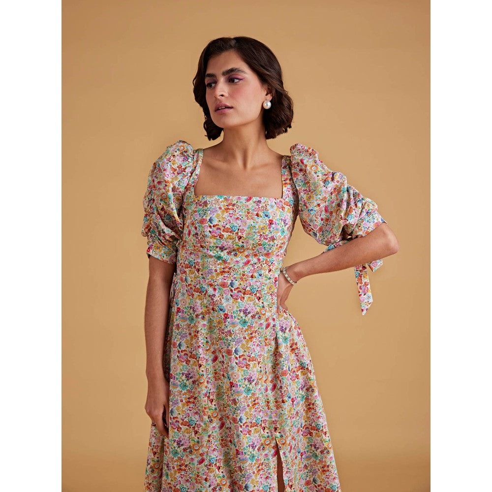 Medha Batra Low Neckline Midis With Gathered Mid Sleeves