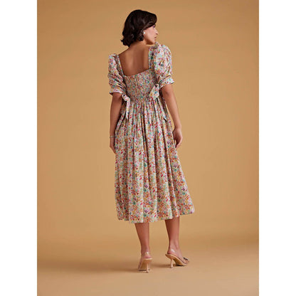 Medha Batra Low Neckline Midis With Gathered Mid Sleeves