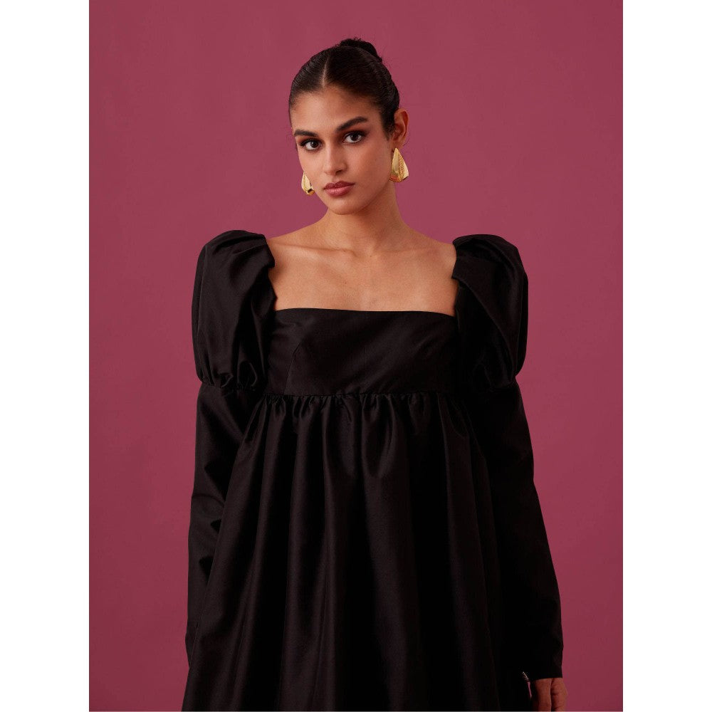 Medha Batra Black Mini Dress With Puff Sleeves