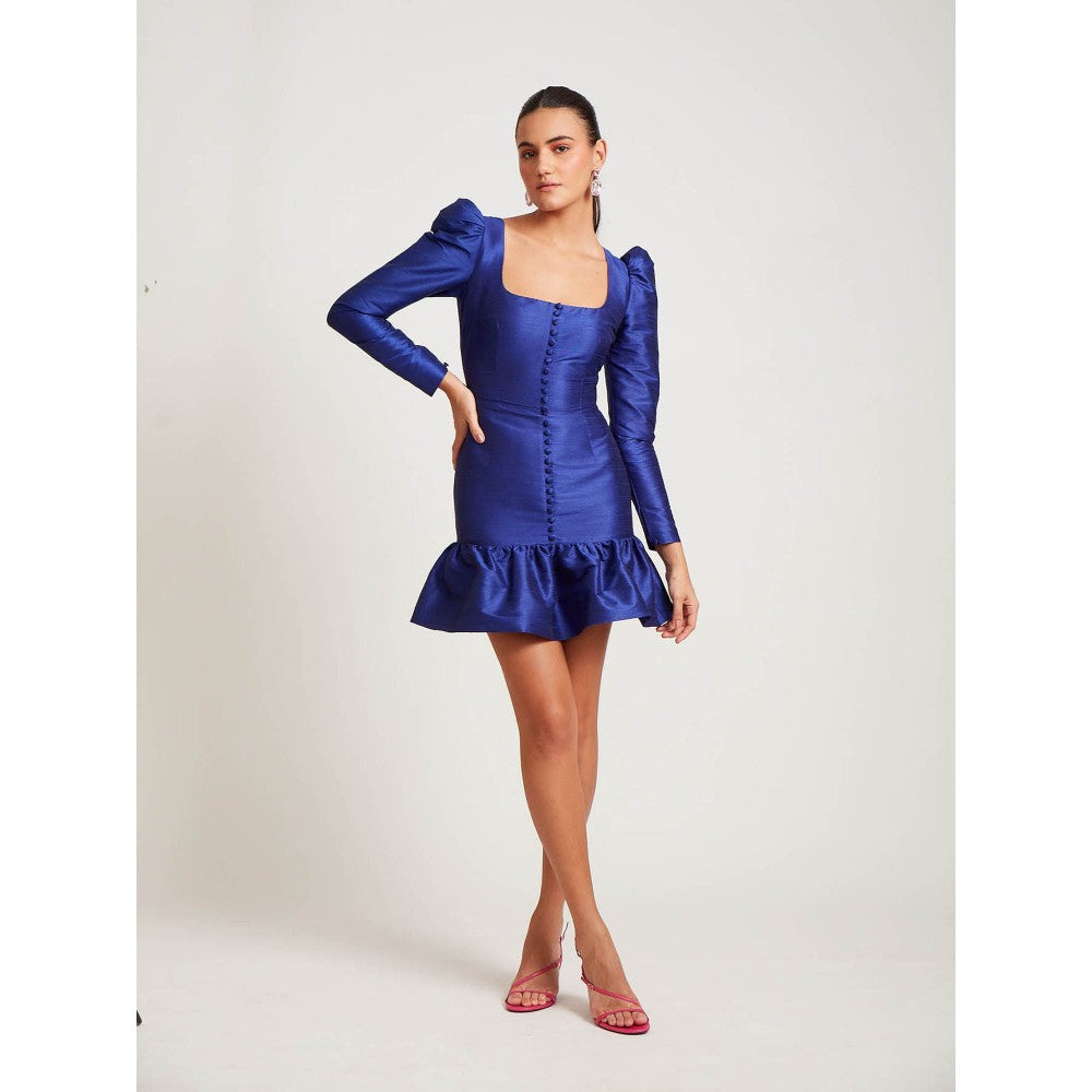 Medha Batra Navy Blue Square Neck Mini Dress