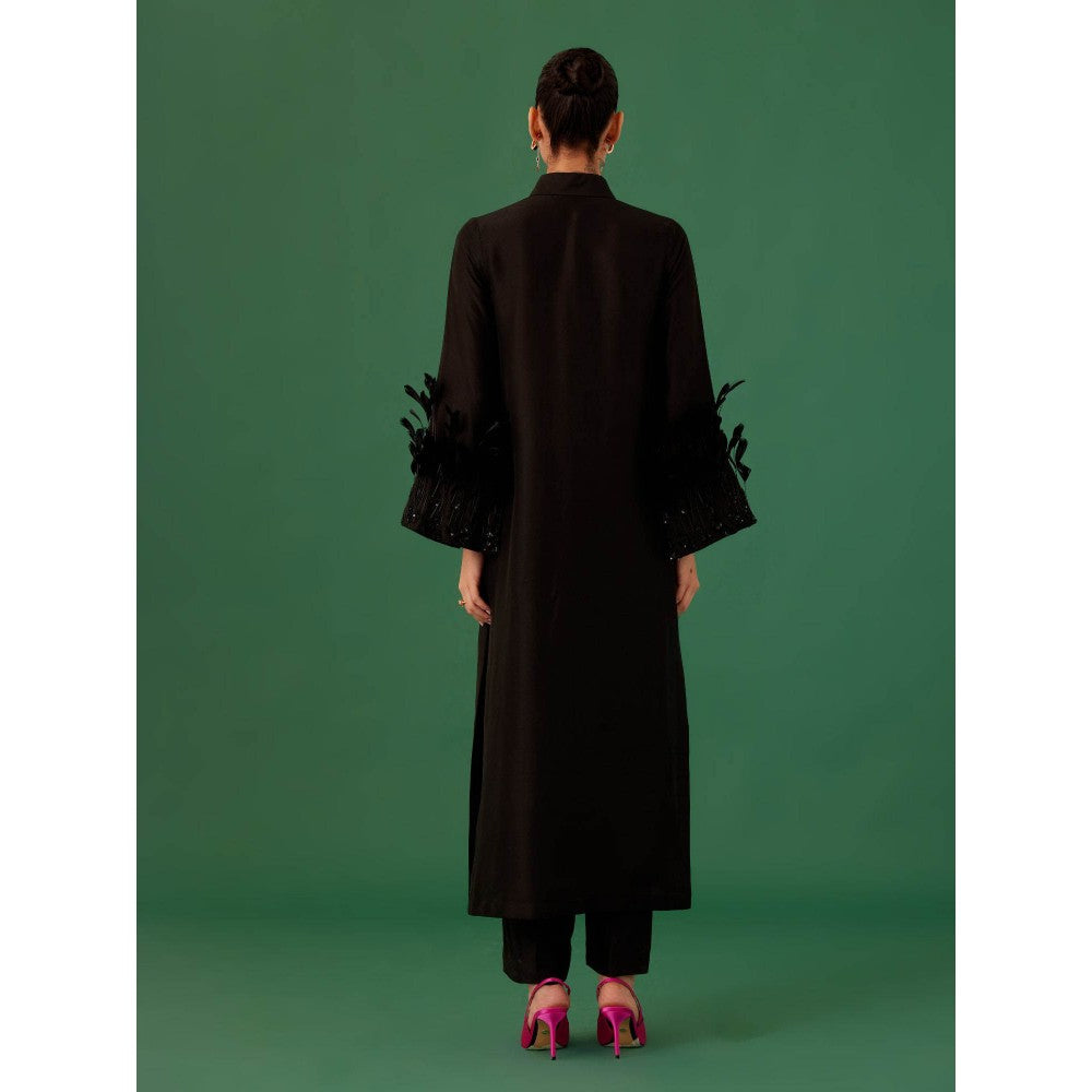 Medha Batra Black Long Shirt With Straight Pant (Set of 2)