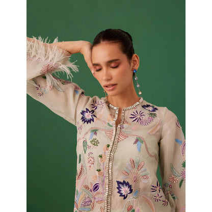 Medha Batra Green Embroidered Organza Co-Ord (Set of 3)