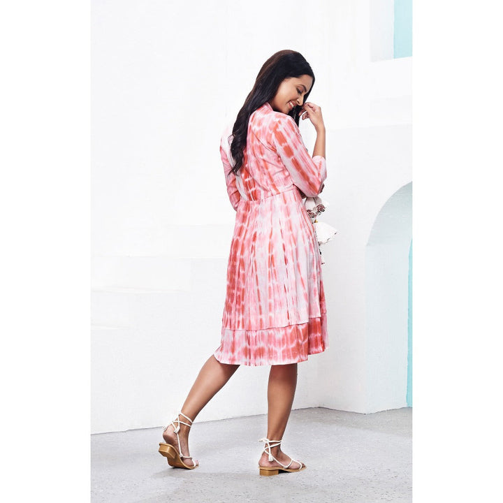 Miar Designs Fanah Red Tye-Dye Short Dress