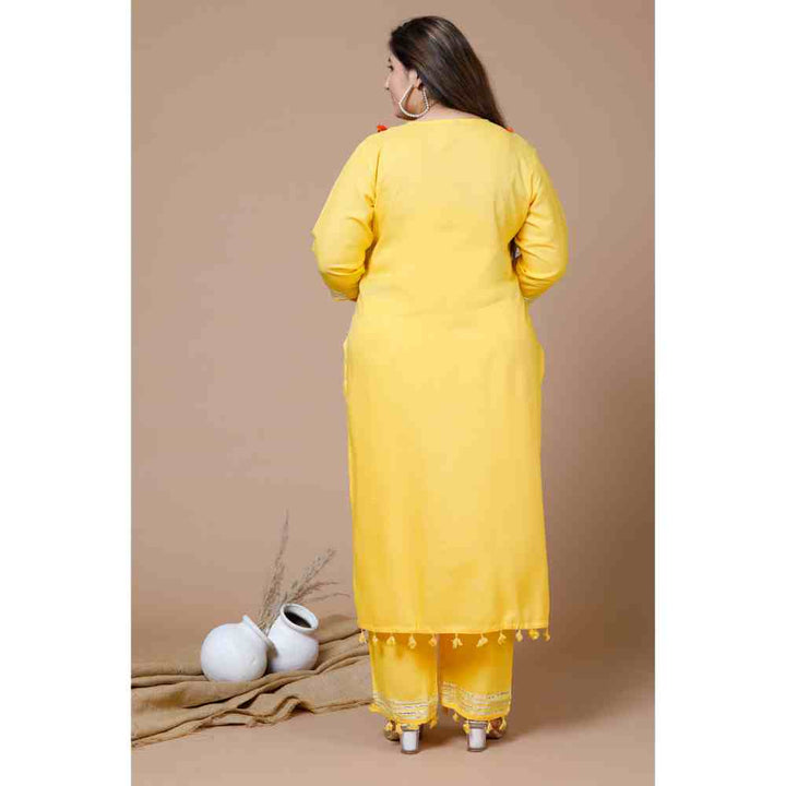 Buy Miravan Womens Plus Size Yellow Gota Work Kurta & Pant with Dupatta  (Set of 3) online