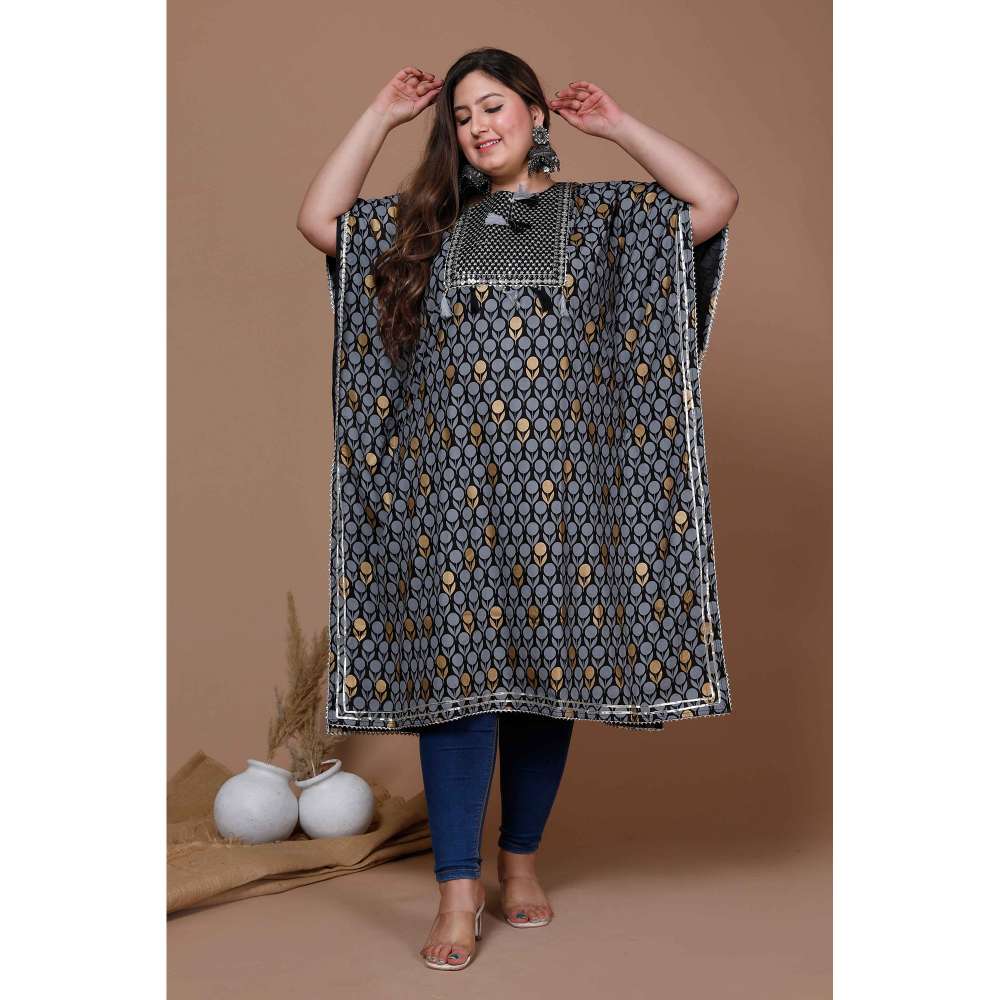 Miravan Women Plus Size Multi-Color Cotton Printed Kaftan