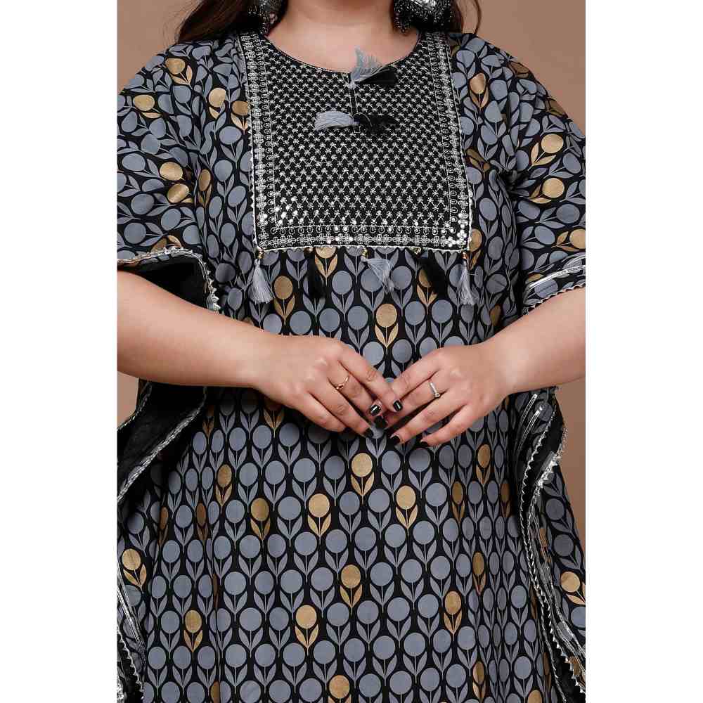 Miravan Women Plus Size Multi-Color Cotton Printed Kaftan