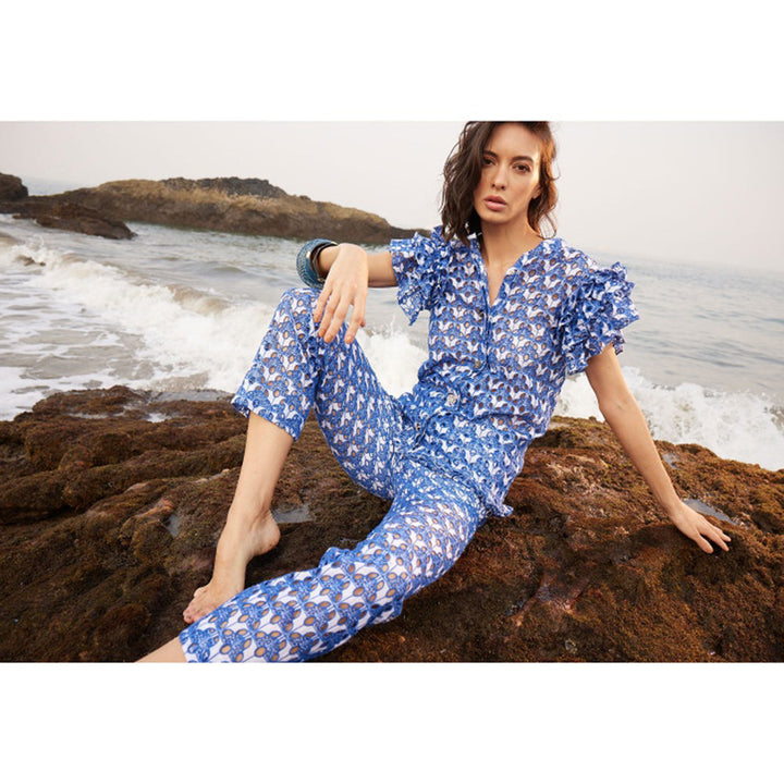 MIRIPRET Pepe Blue Embroidered Pant