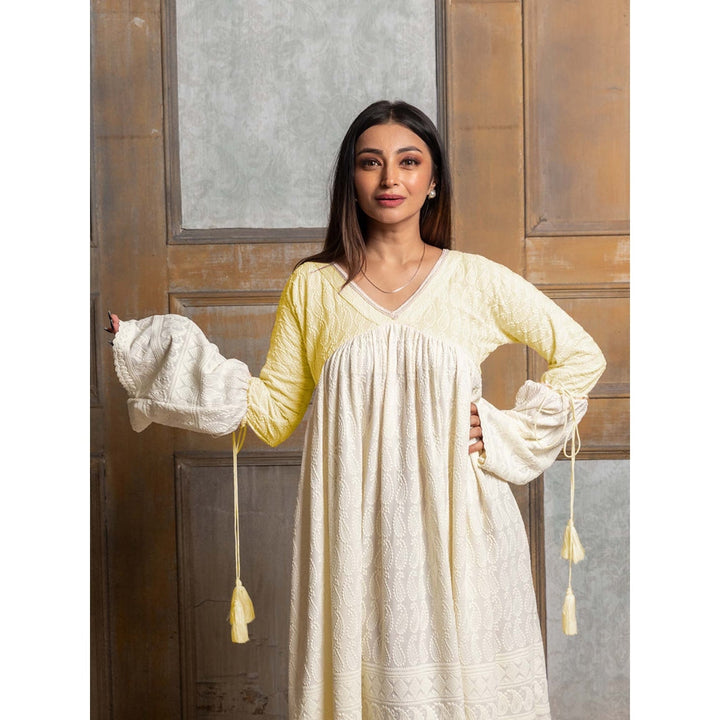 MONK & MEI Sayonee-Yellow Embroidered Dress