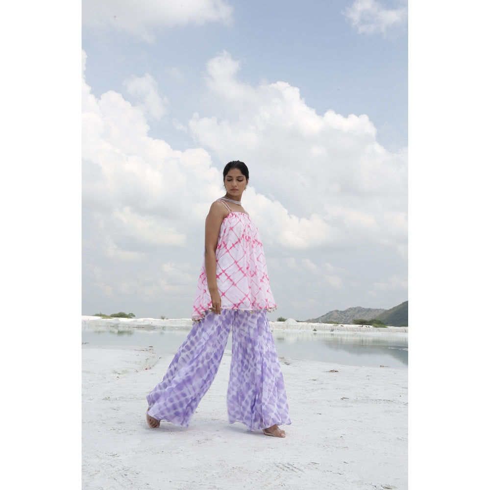 MONK & MEI Maaya Ariel Top And Palazzo Pink And Lavender (Pack of 2)