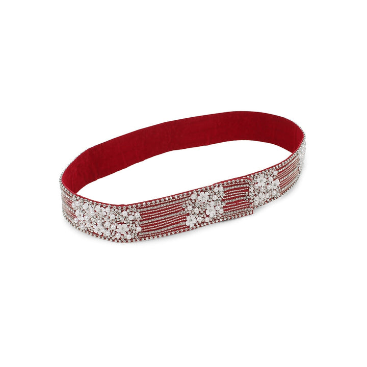 Modarta By Kamakshi Embroidered Maroon Red White Waist Belt