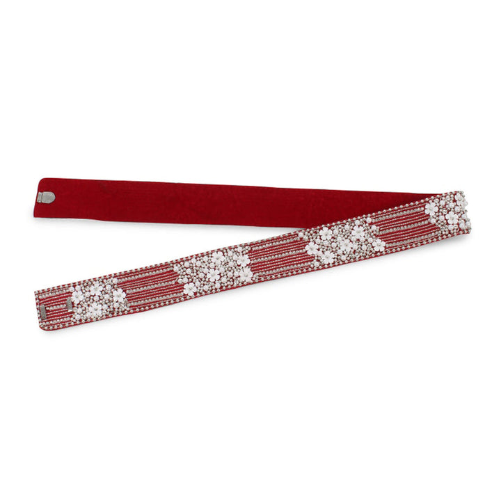 Modarta By Kamakshi Embroidered Maroon Red White Waist Belt
