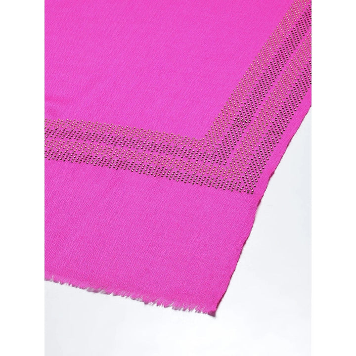Modarta By Kamakshi Fine Wool Pink Crystal Border Shawl