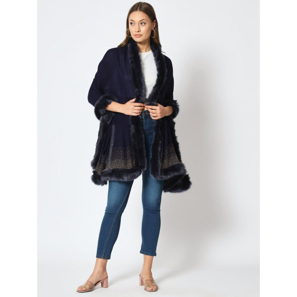 Modarta By Kamakshi Sparkling Sequin Fine Wool Winter Fur Shawl