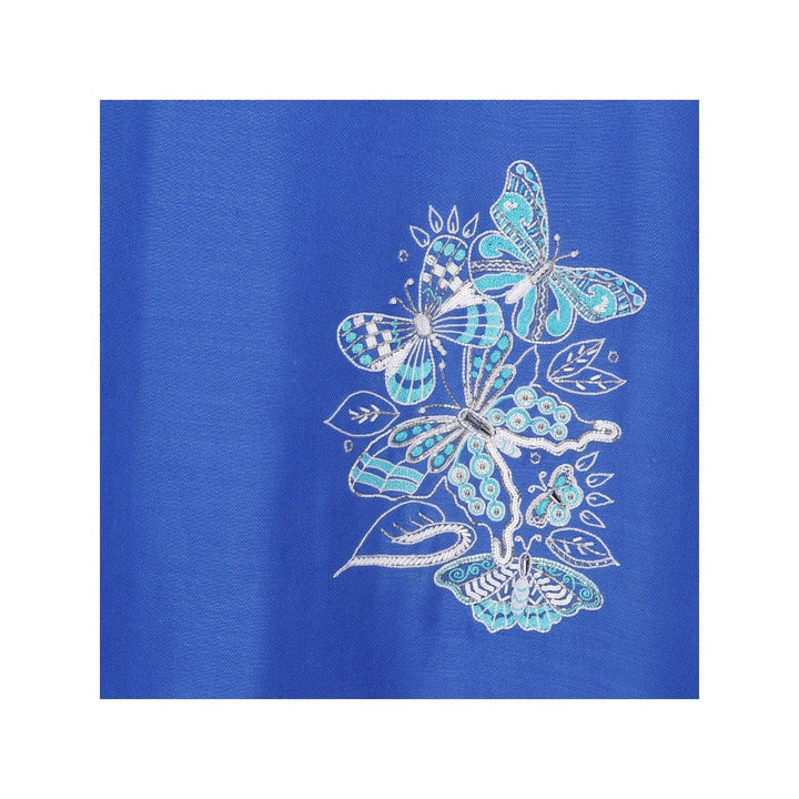 Modarta By Kamakshi Royal Blue Pure Pashmina Shawl with Butterflies & Feathers