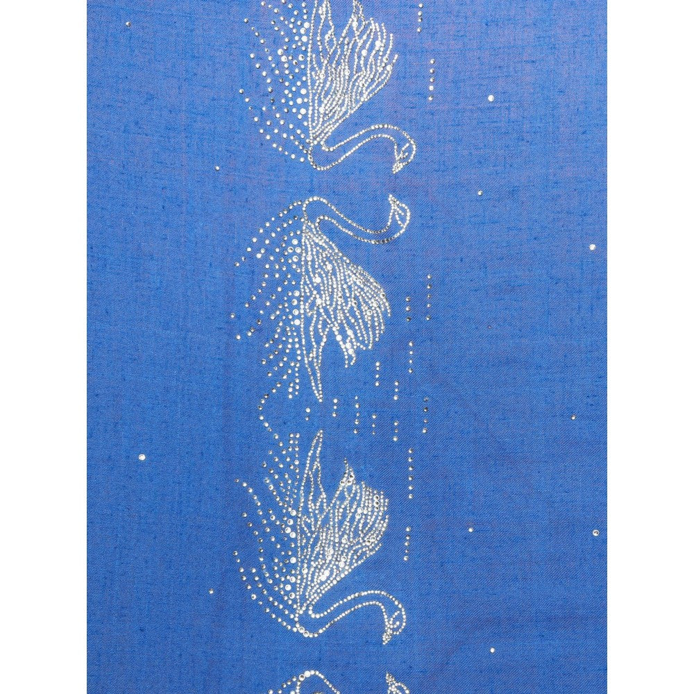 Modarta By Kamakshi Blue Pashmina Shawl with Signature Swarovski Swans
