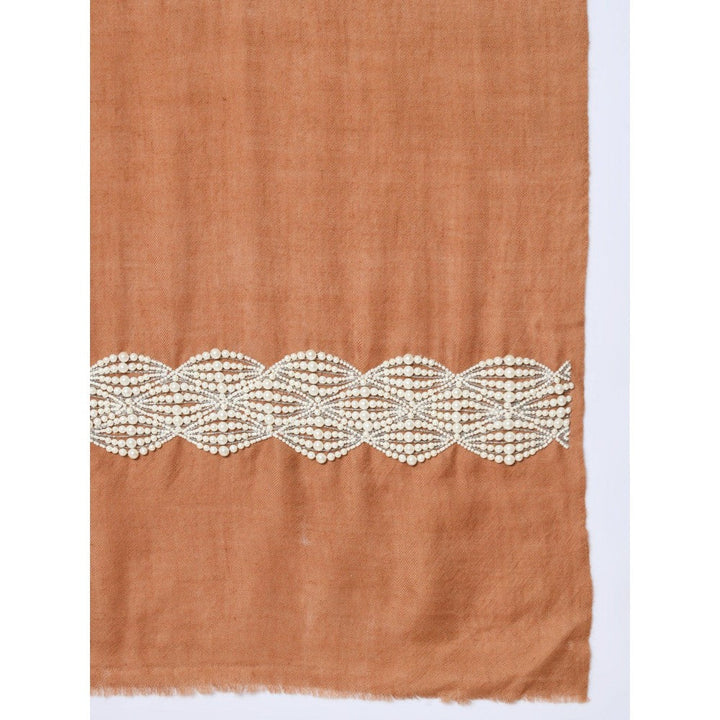 Modarta By Kamakshi Brown Shawl Made of Pure Pashmina and Embellished with Pearls