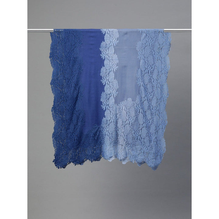 Modarta By Kamakshi Blue with Valentino Lace Fine Wool Shawl